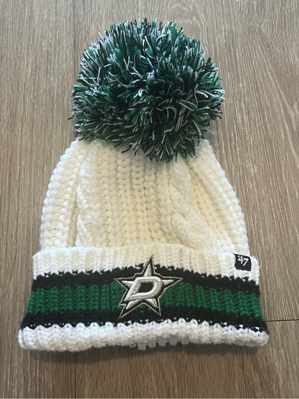 ‘47 Dallas Stars Adult White Knit Pom Beanie